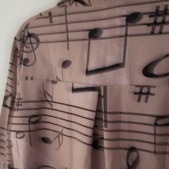 Pink Musical Notes Button-Up Shirt - Picture 5 of 7
